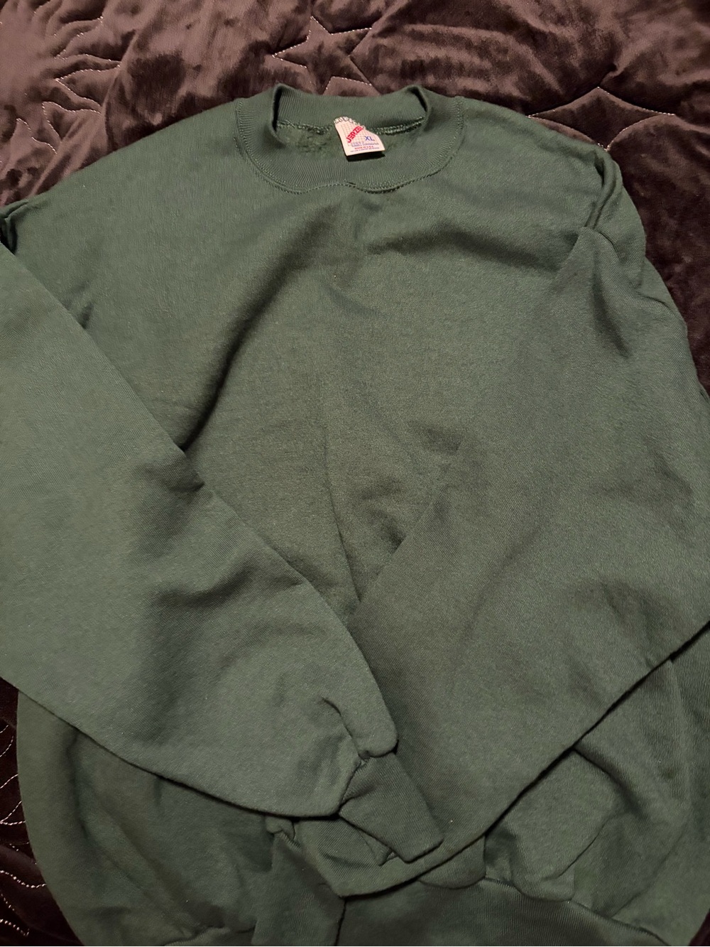 Vintage Jerzees Men's Dark Green Crewneck Sweater